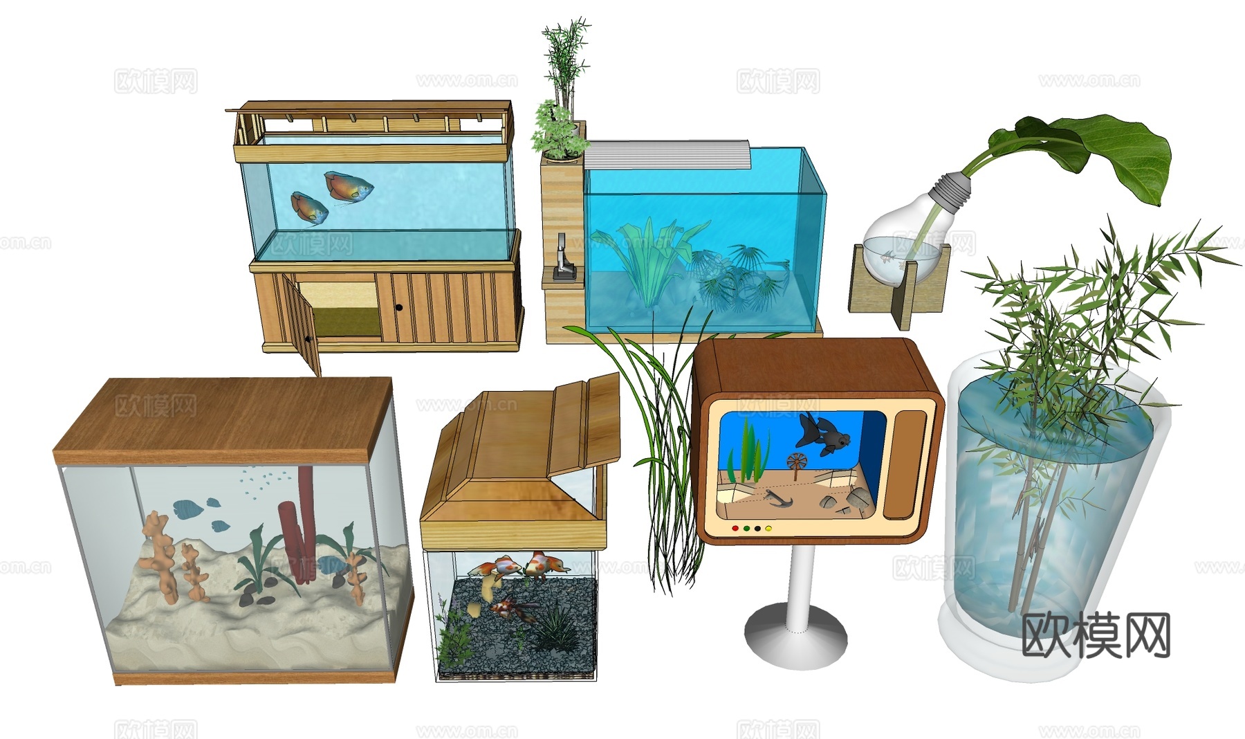 鱼缸 水族馆su模型下载