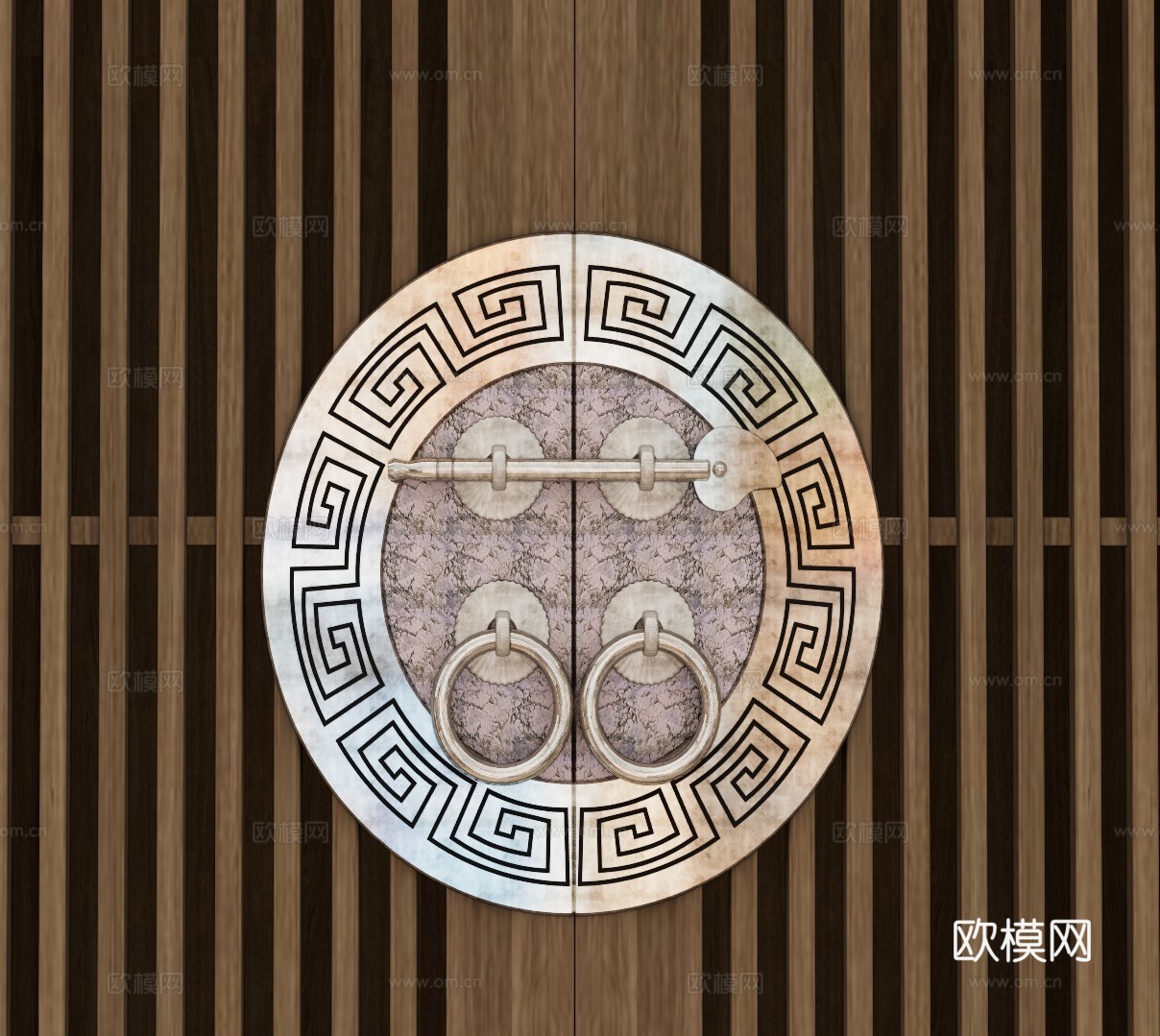 新中式金属同心锁su模型下载