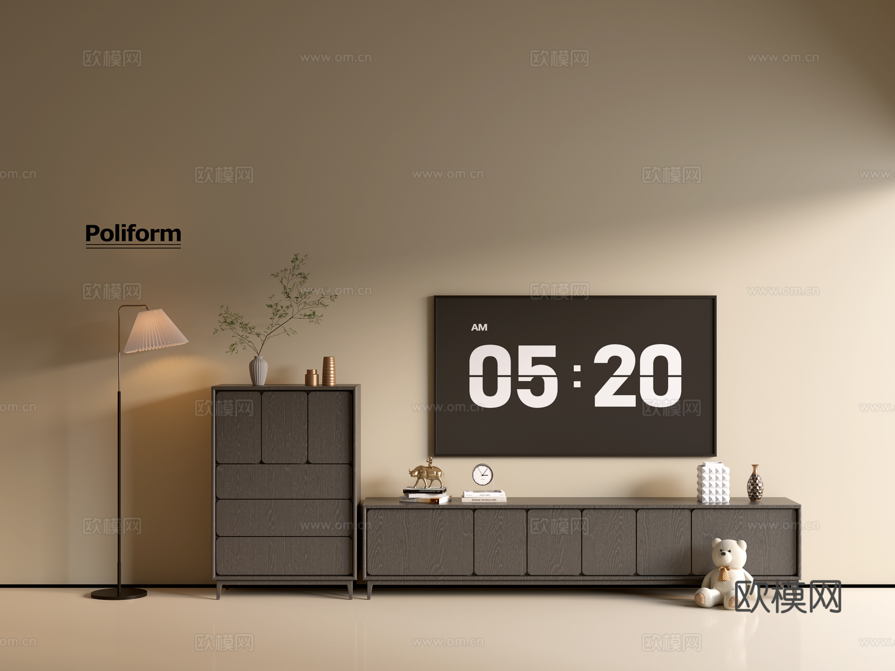 现代木纹电视柜 简约边柜 斗柜 矮柜  整体柜 餐边柜 阳台su模型
