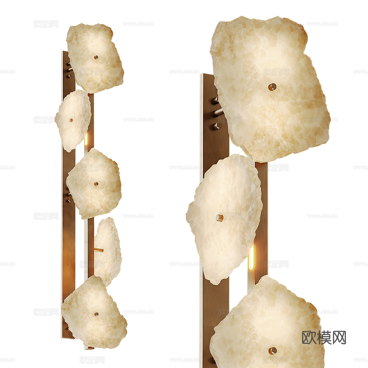 新中式轻奢透光石金属壁灯3d模型