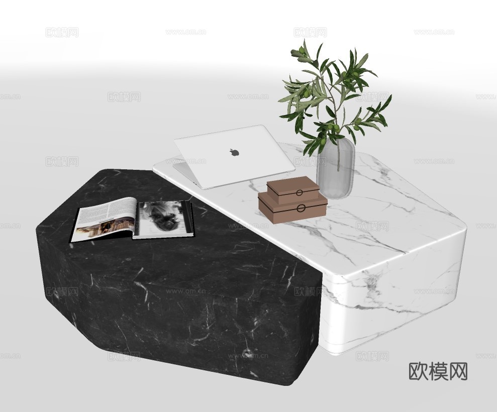 现代茶几su模型下载
