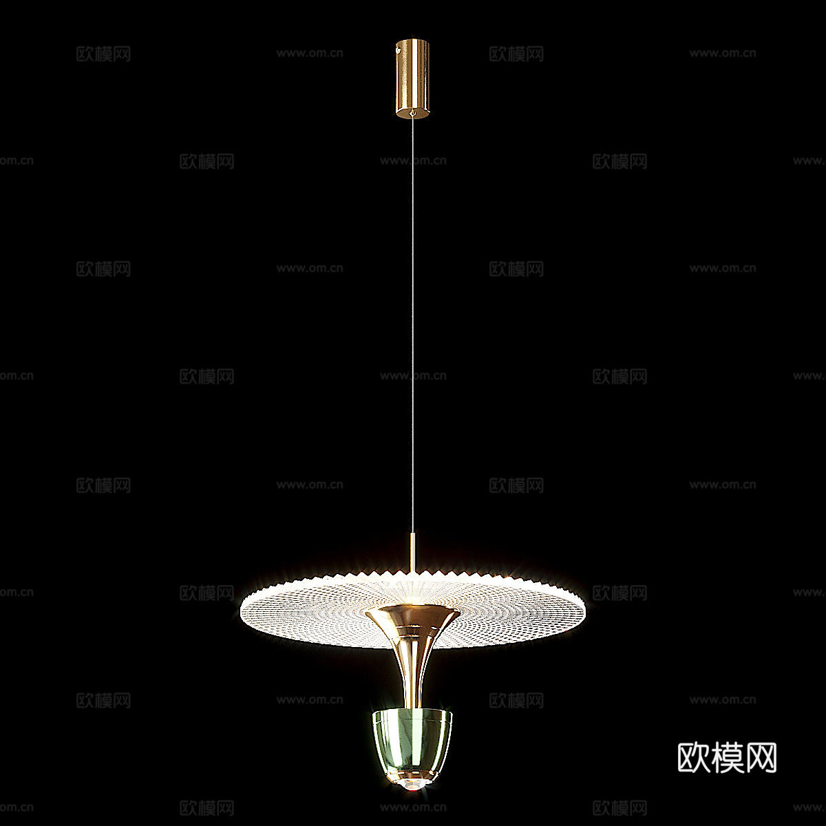 现代轻奢金属玻璃圆盘装饰吊灯3d模型