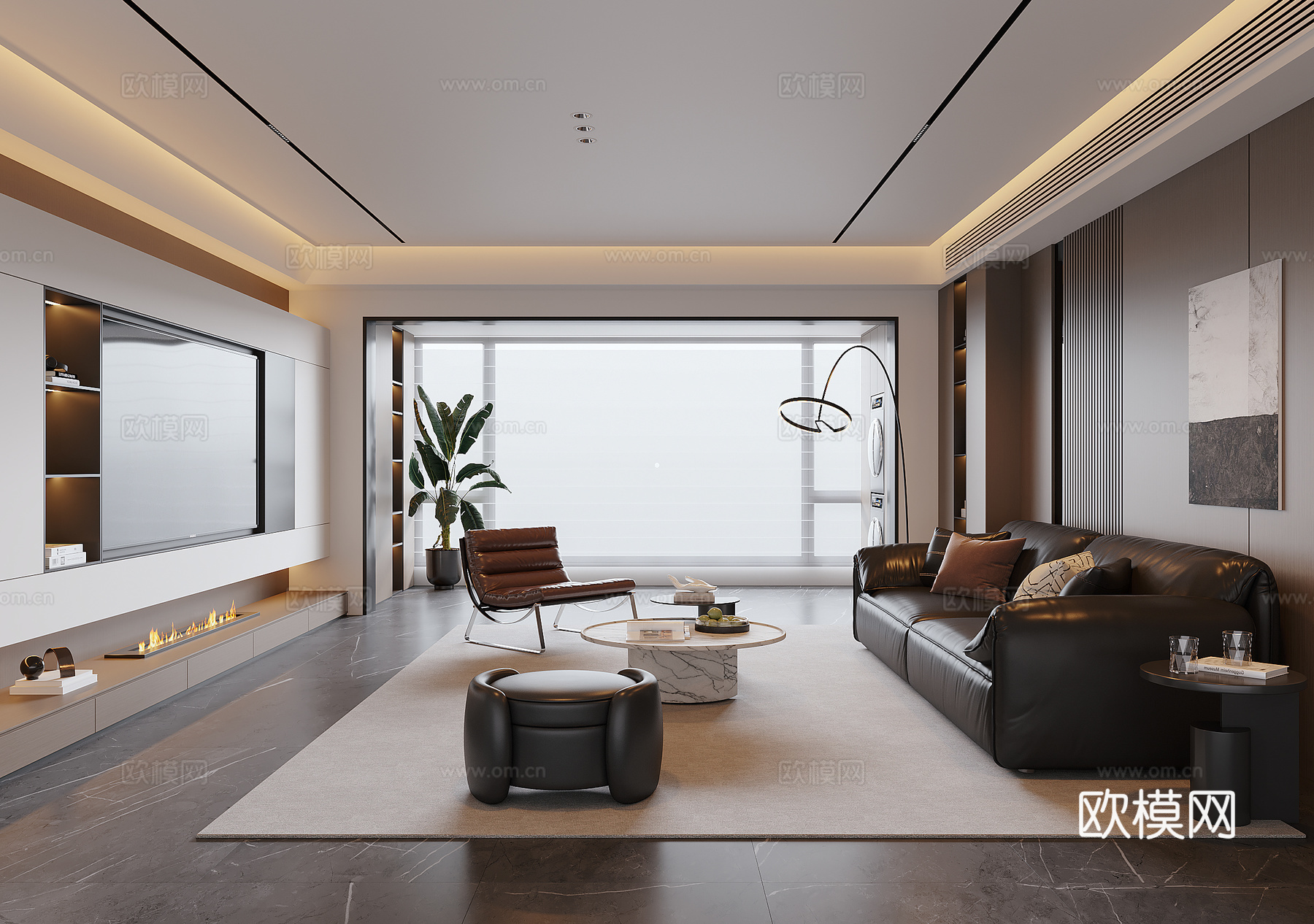 现代意式客厅3d模型下载