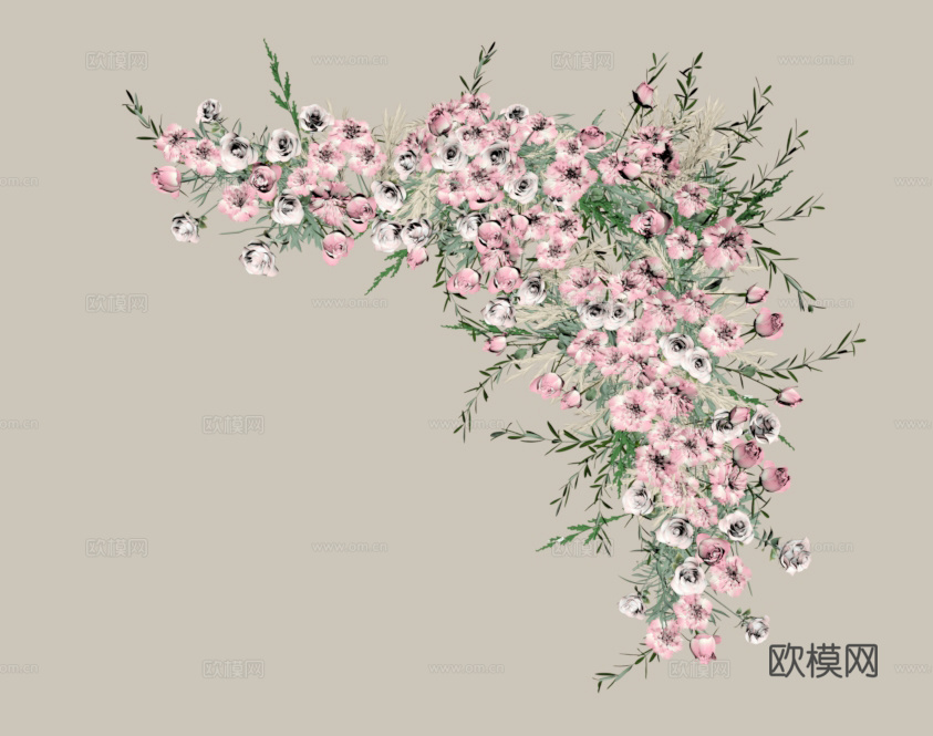 花墙 植物花墙 挂角花墙su模型