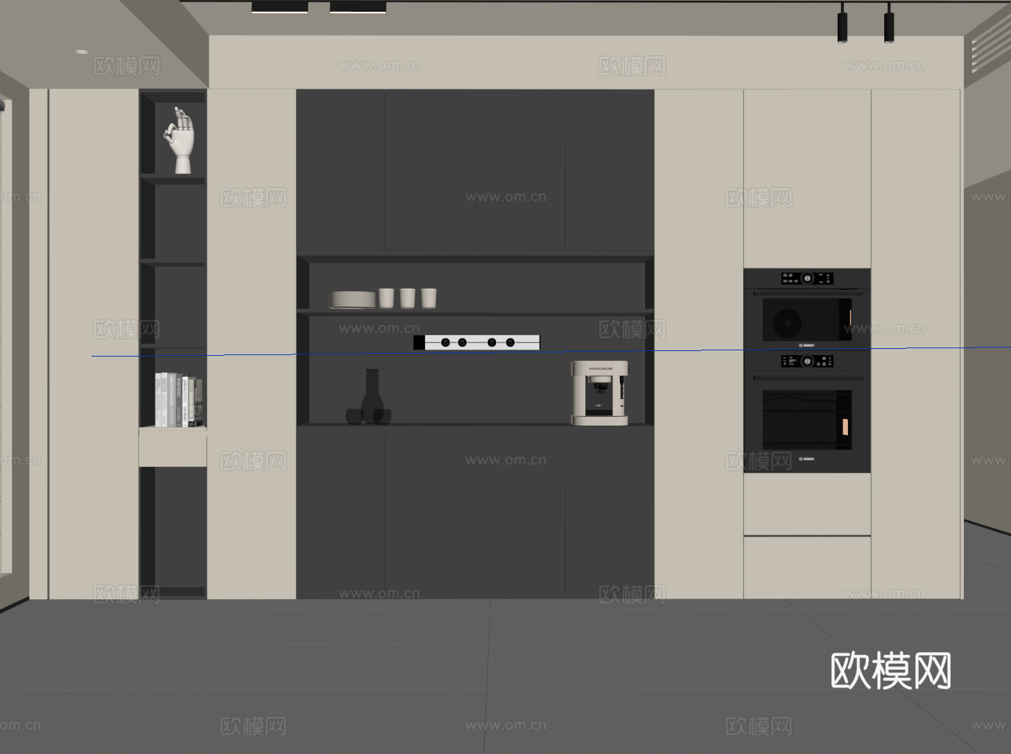 现代酒柜 餐边柜su模型