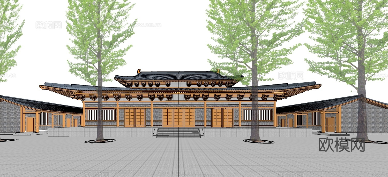 日式木屋外观su模型下载