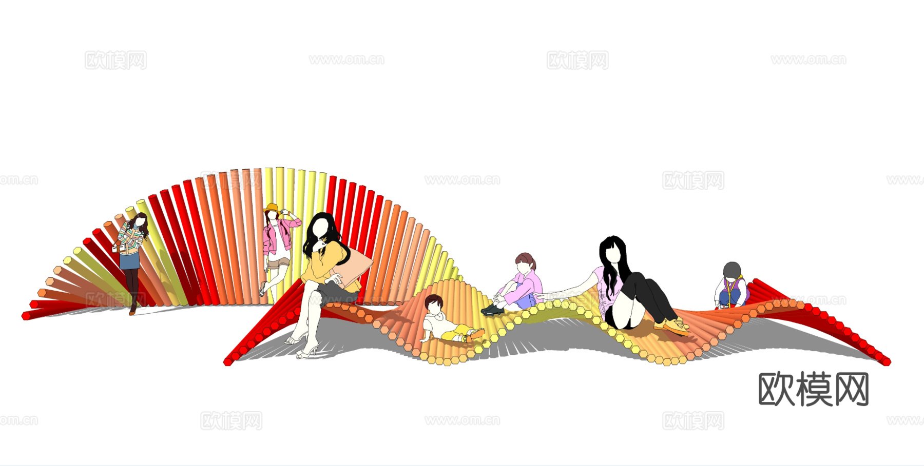 现代彩色座椅su模型下载