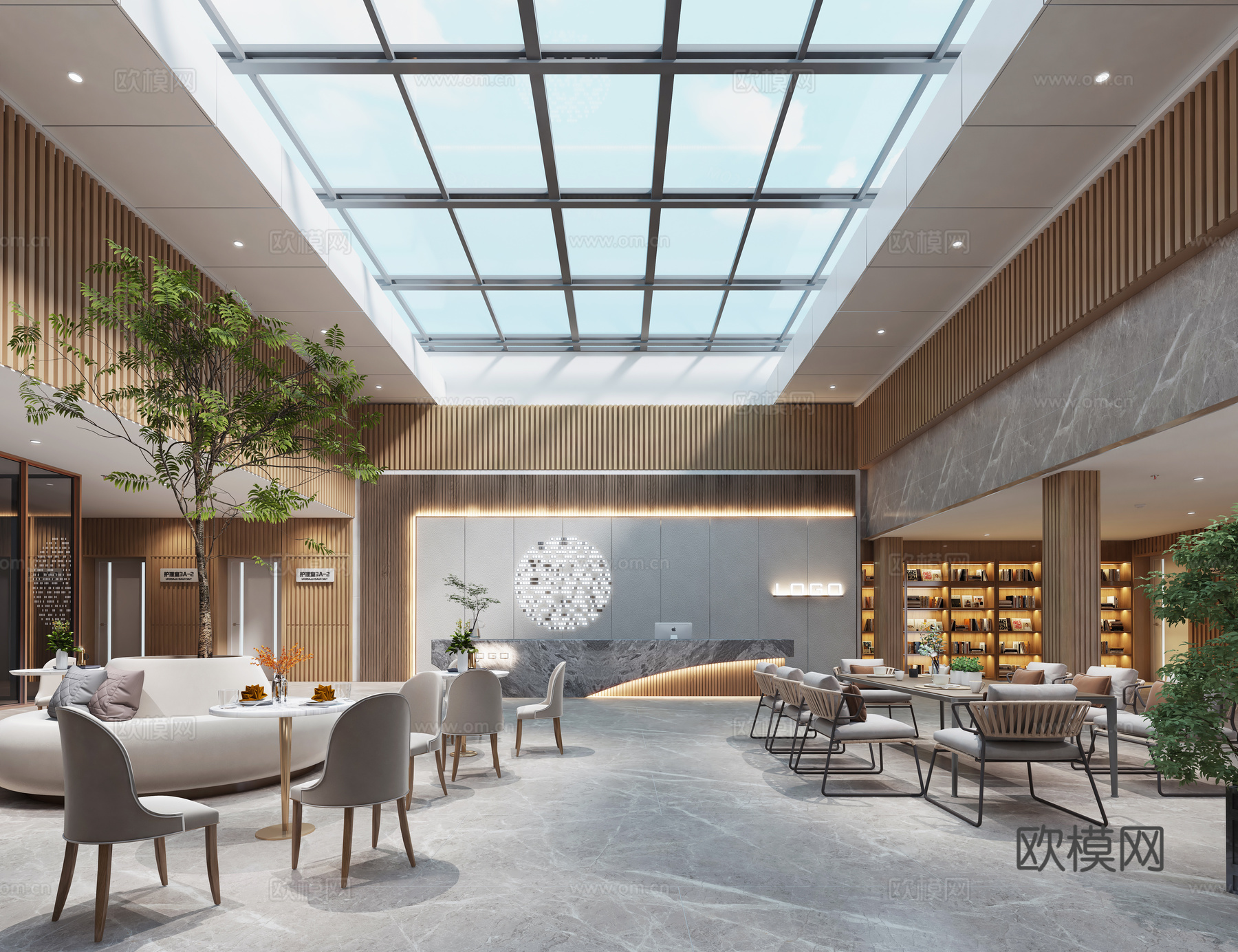 养老院接待大厅 康养中心大厅前台 酒店大厅前台 办事大厅前台3d模型