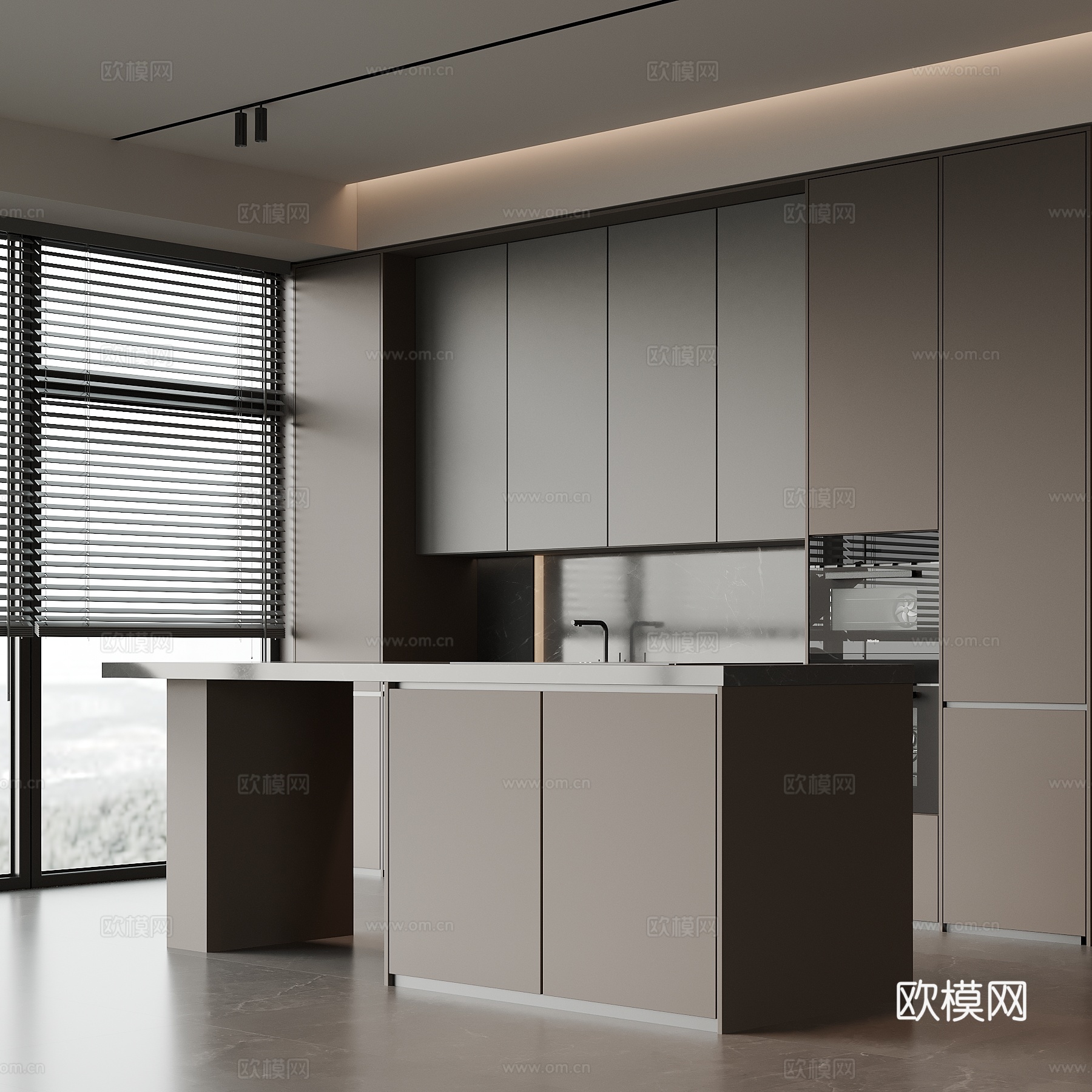 现代餐厅 橱柜 岛台3d模型