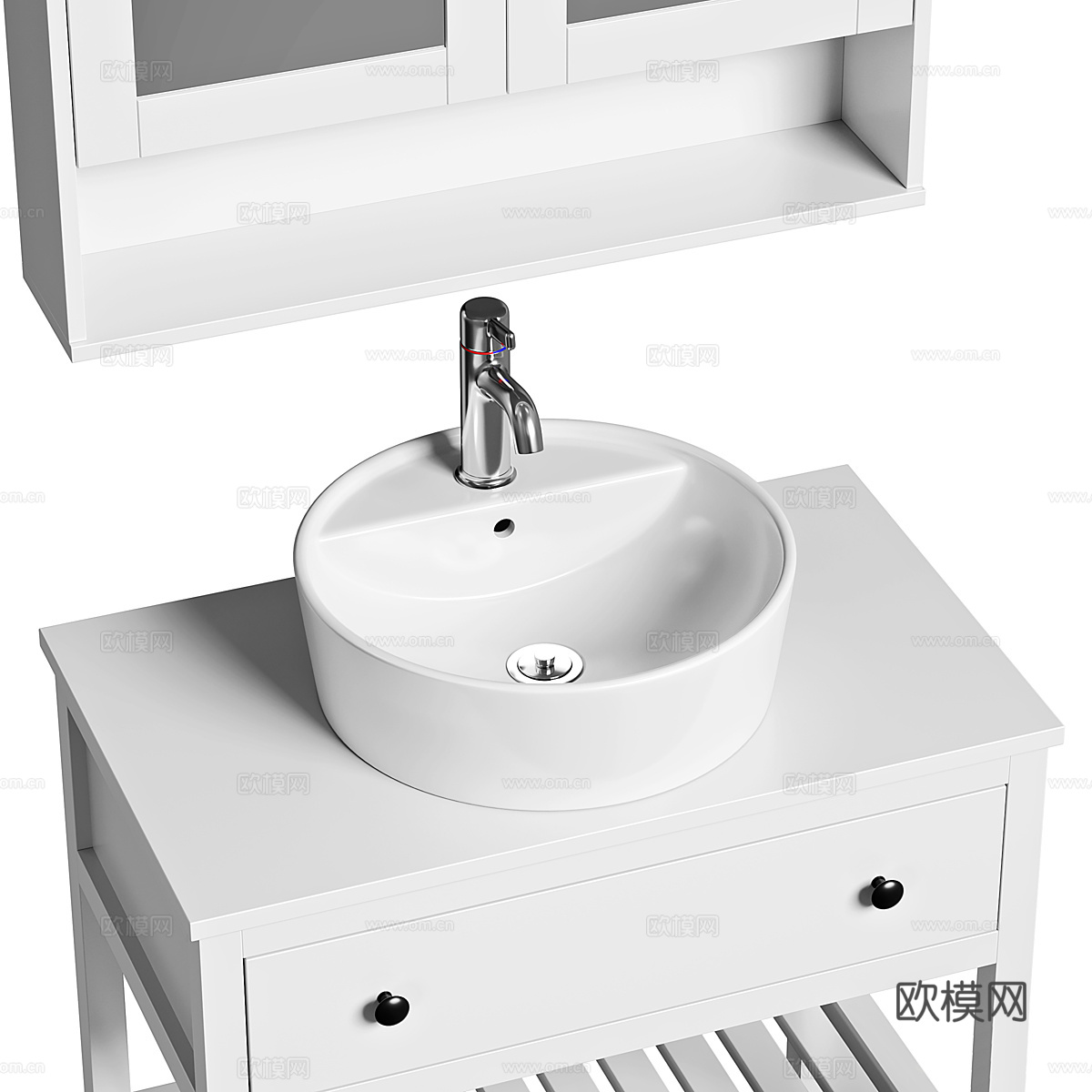 现代北欧浴室柜 台盆柜 镜柜3d模型