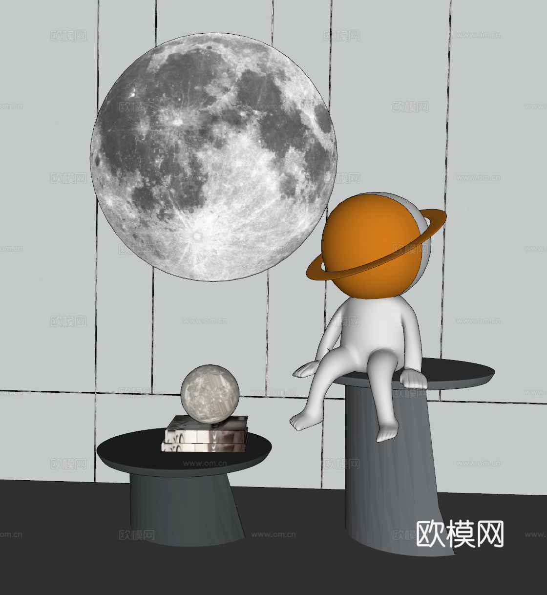现代太空人摆件su模型下载