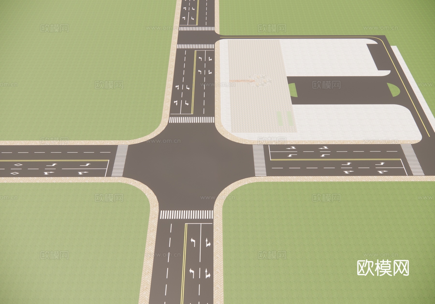 现代道路马路su模型下载