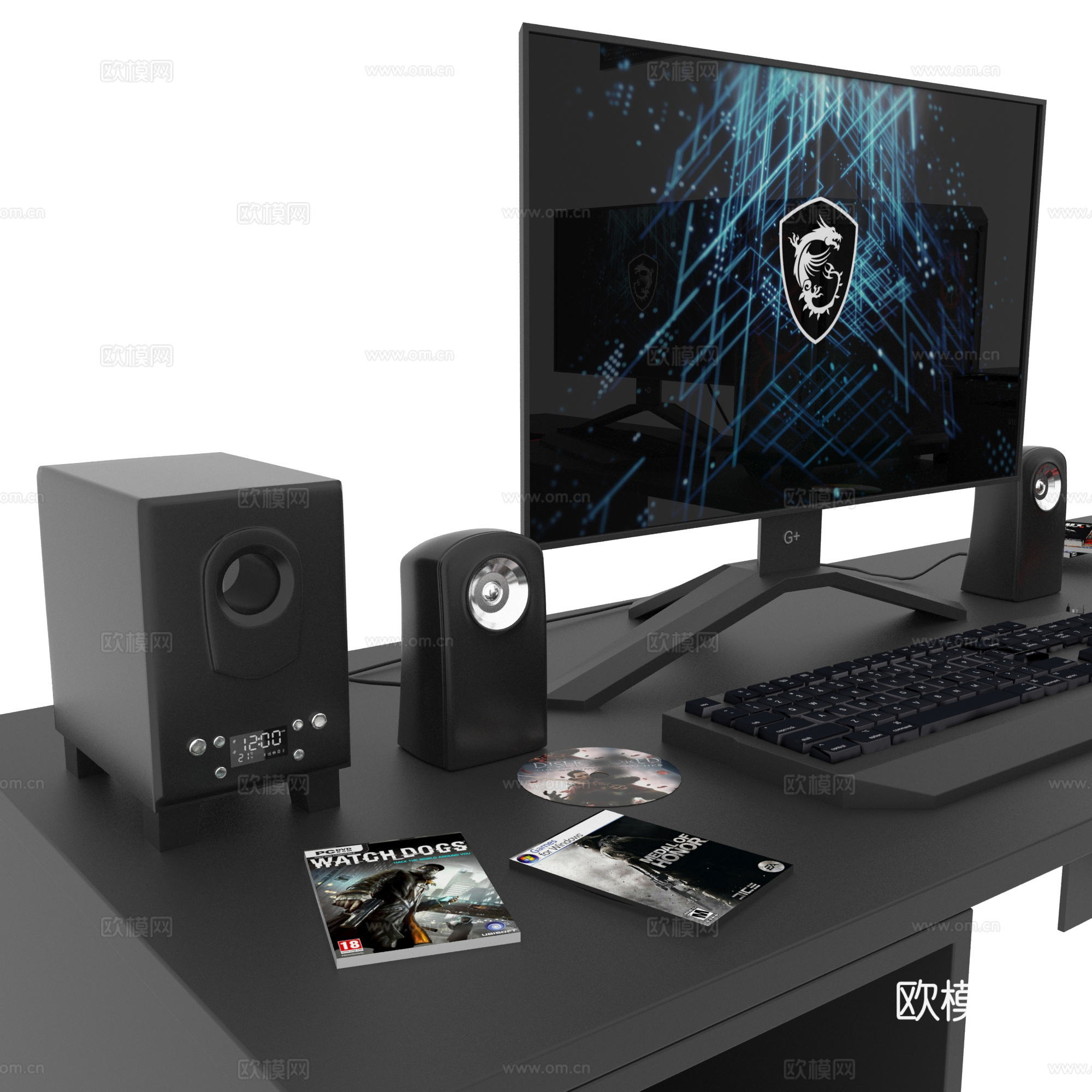 现代电脑桌椅 电竞桌椅 电竞房3d模型