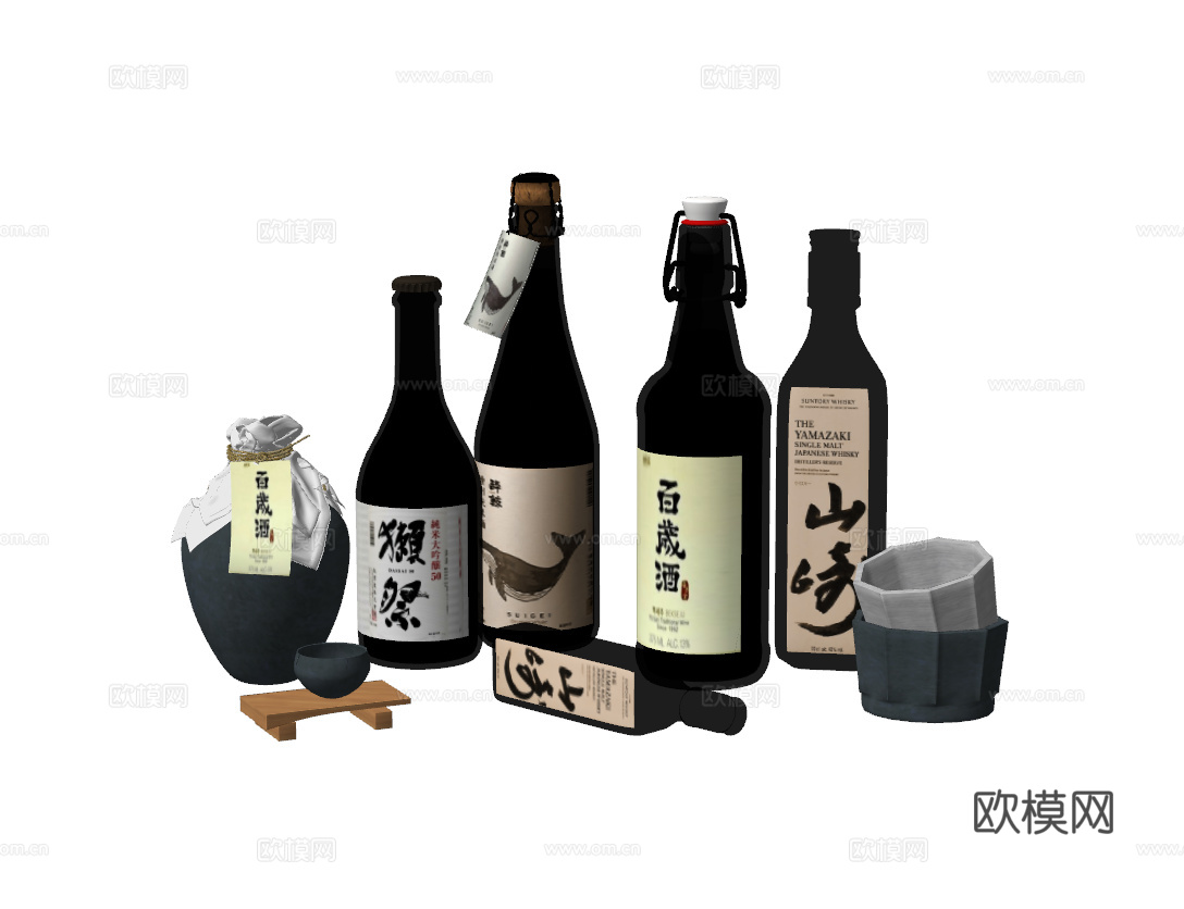 中式酒瓶白酒su模型下载