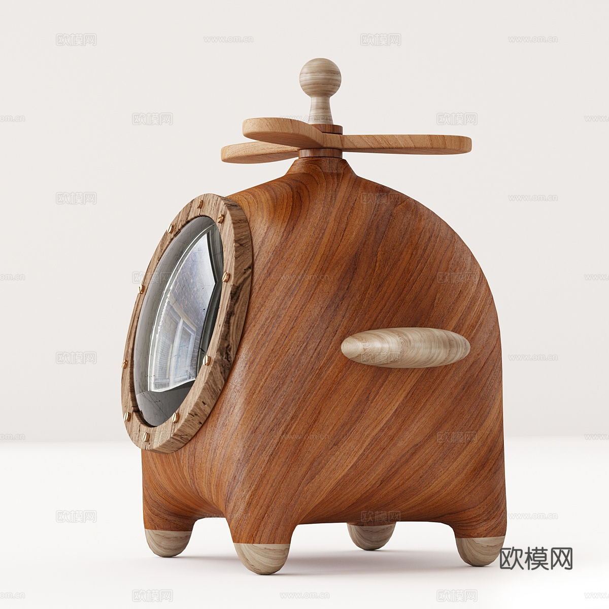 现代木质儿童玩具飞机3d模型