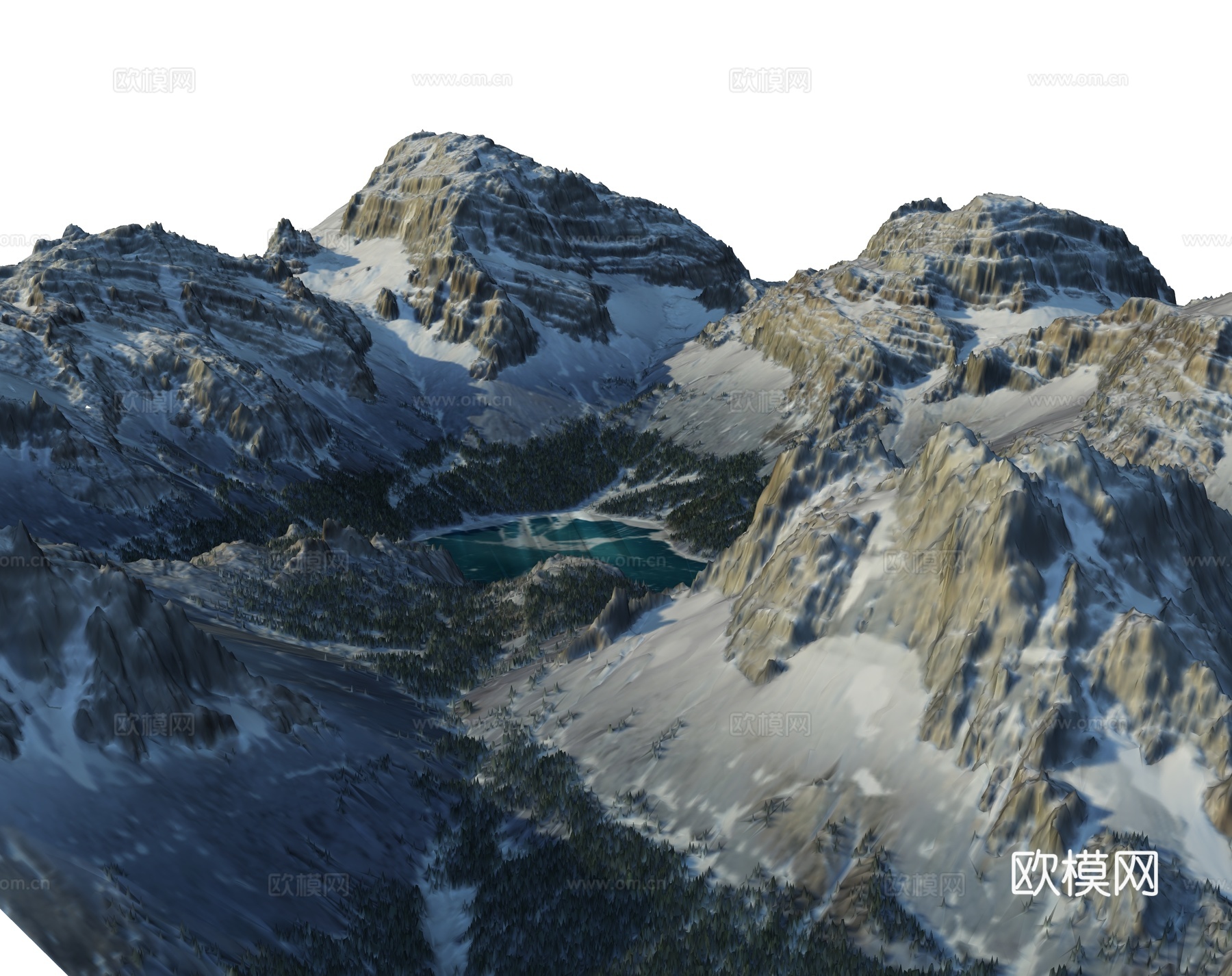 现代雪山山脉  自然山地景观su模型