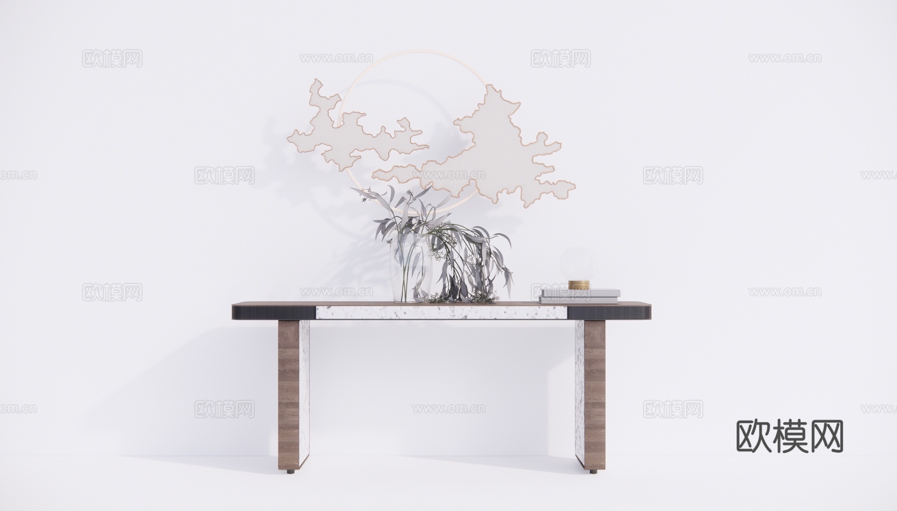 新中式轻奢端景条案su模型下载