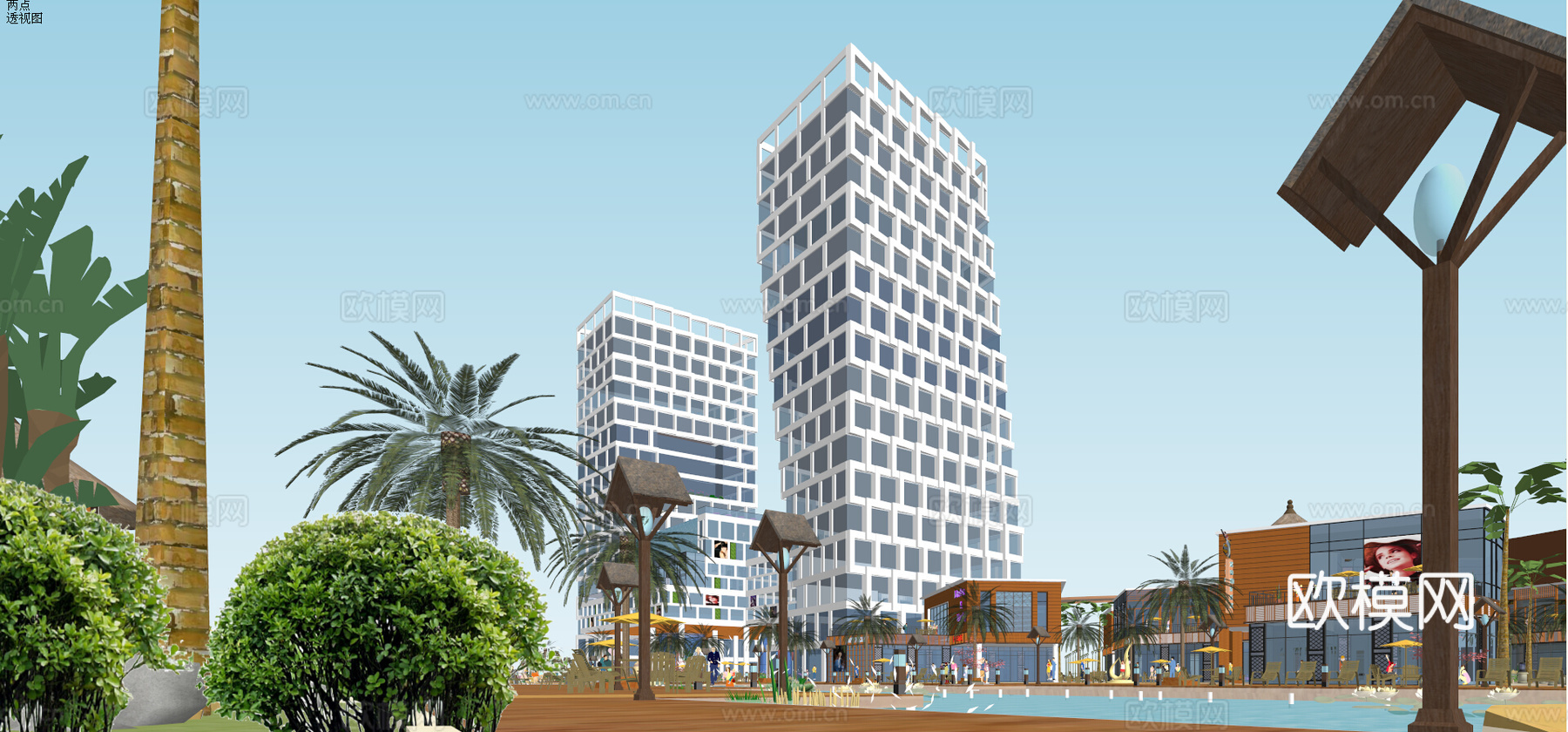东南亚风商业街su模型下载下载