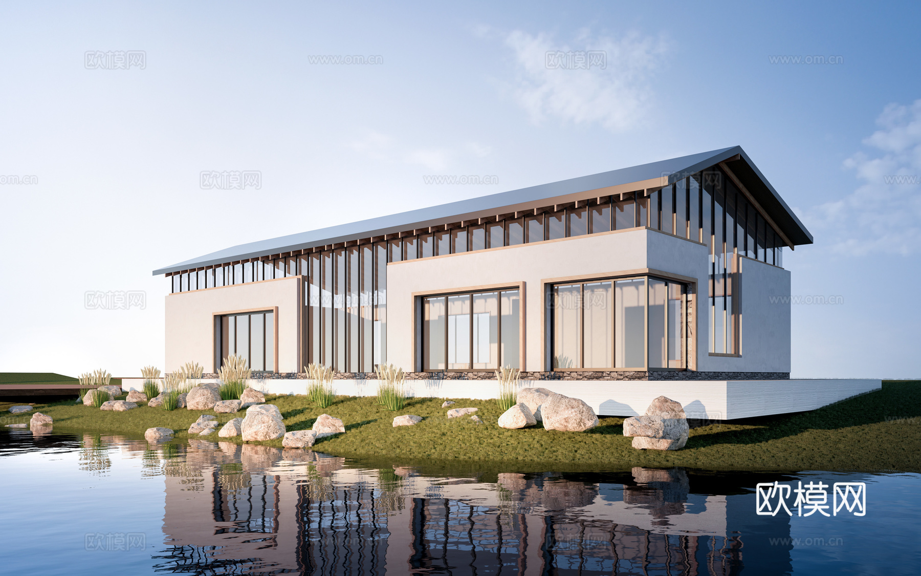 现代小公建 商店建筑 咖啡厅建筑 驿站建筑su模型