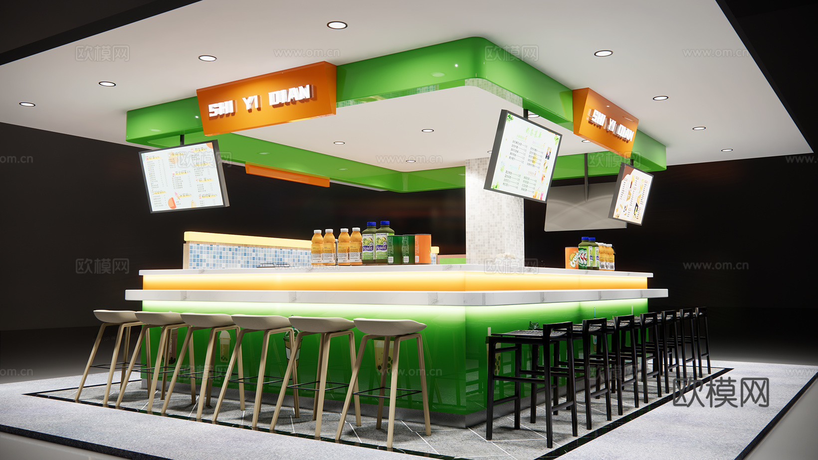 现代奶茶店su模型下载
