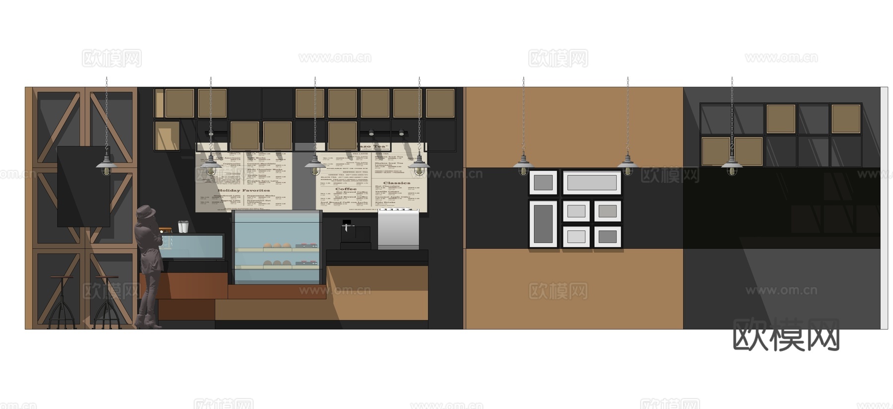 工业风奶茶店su模型下载