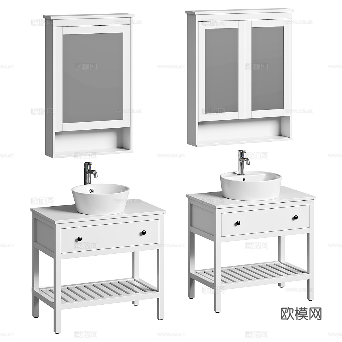 现代北欧浴室柜 台盆柜 镜柜3d模型