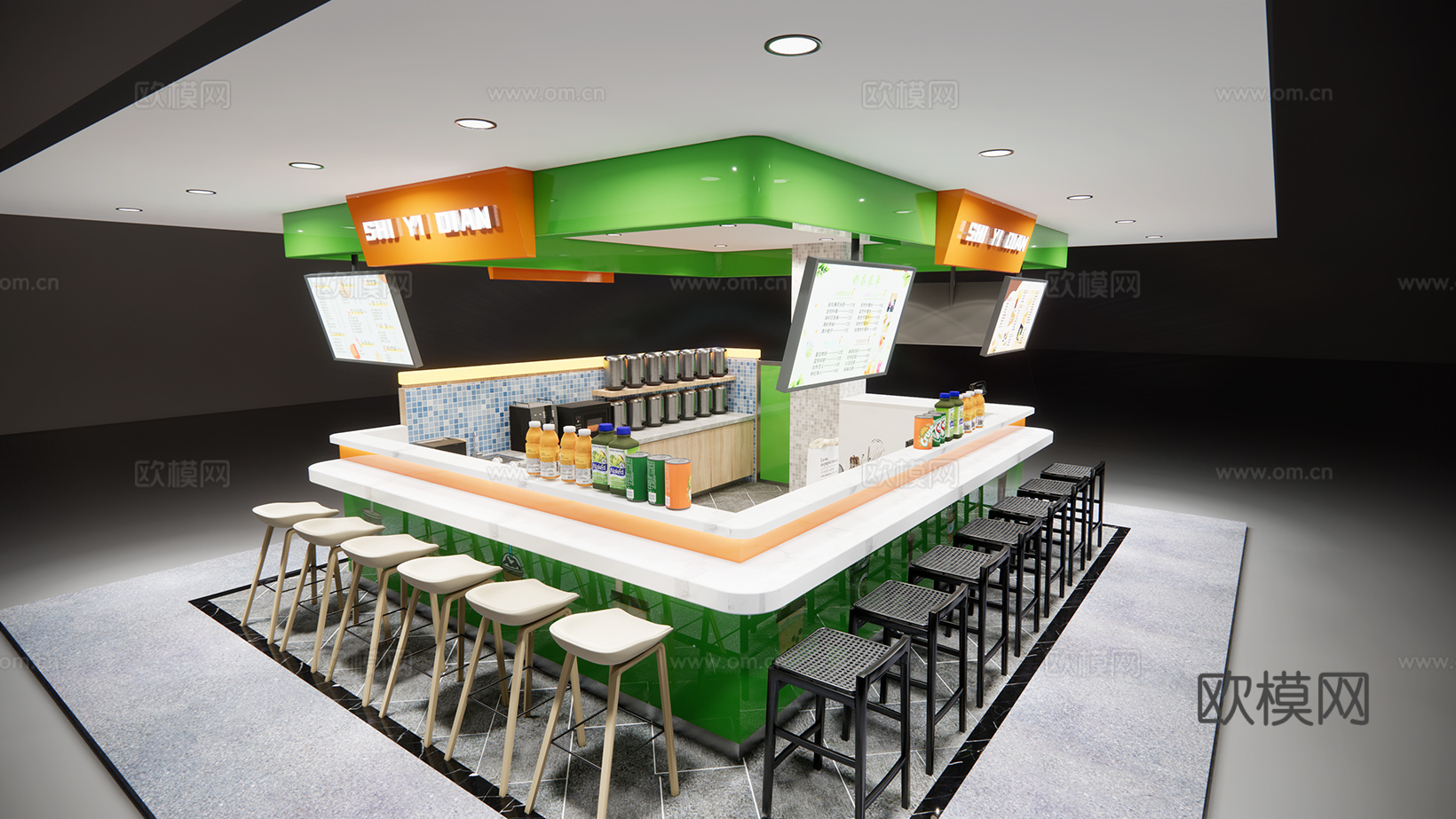 现代奶茶店su模型下载