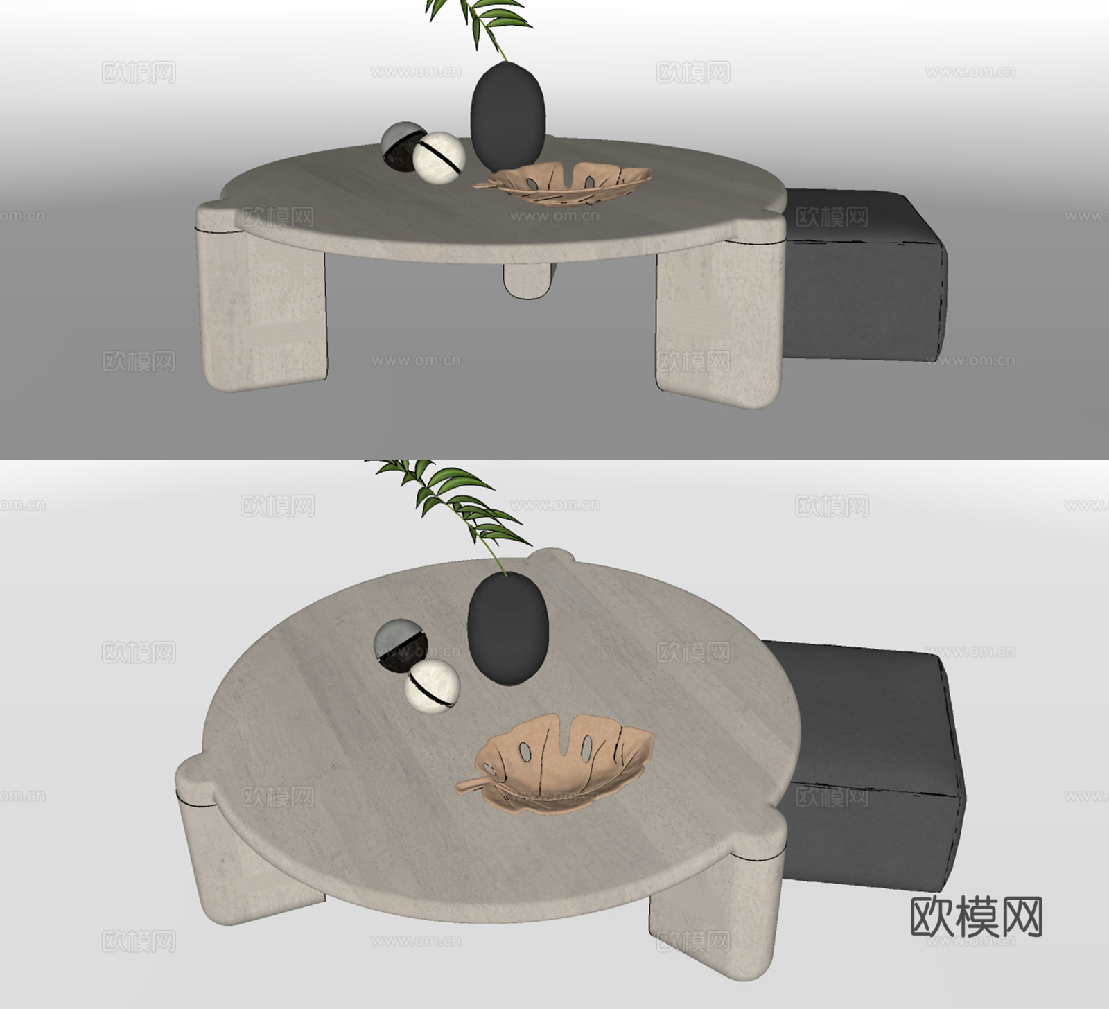 现代圆形茶几su模型下载