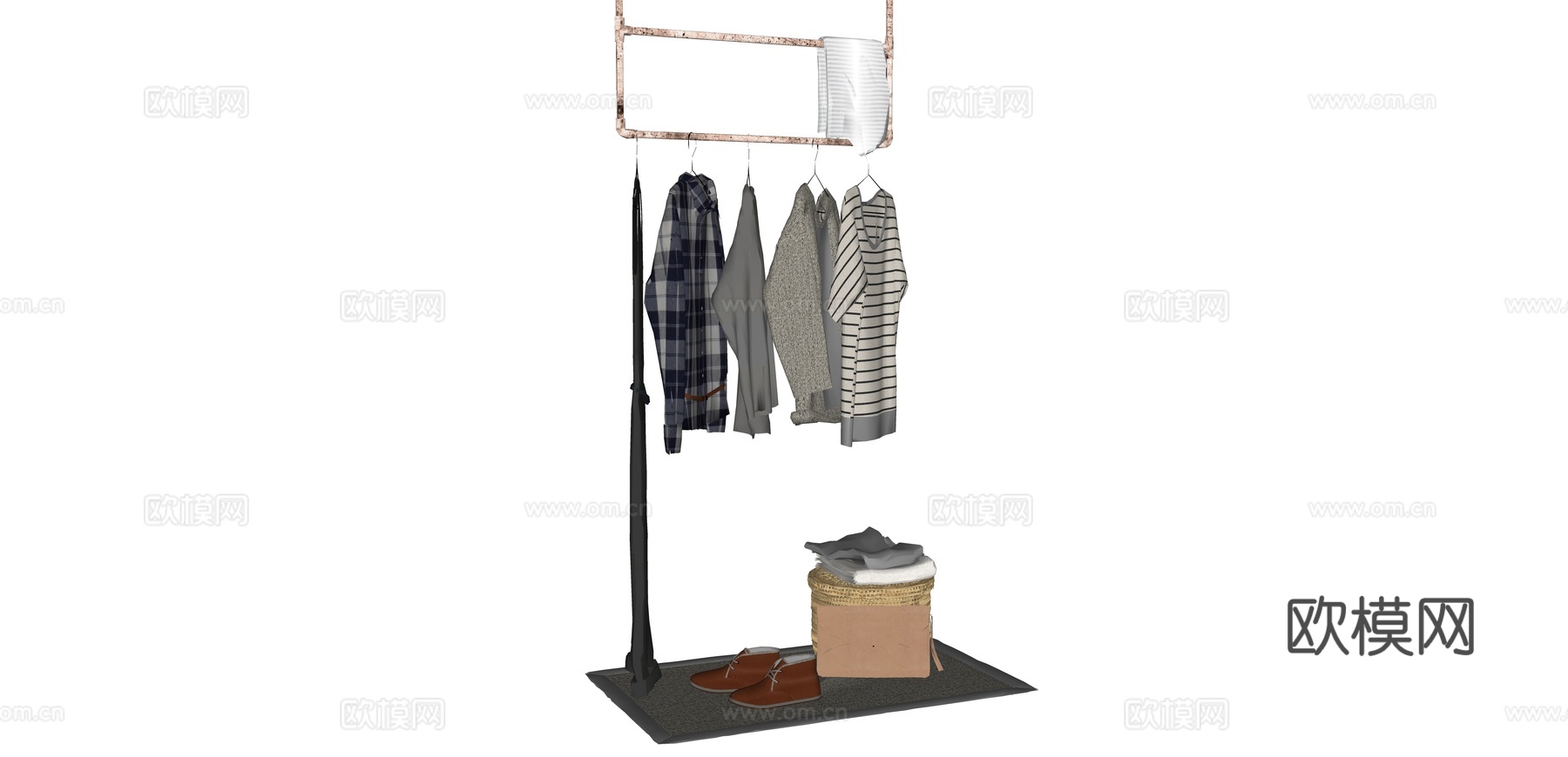 现代服装店挂衣架su模型下载