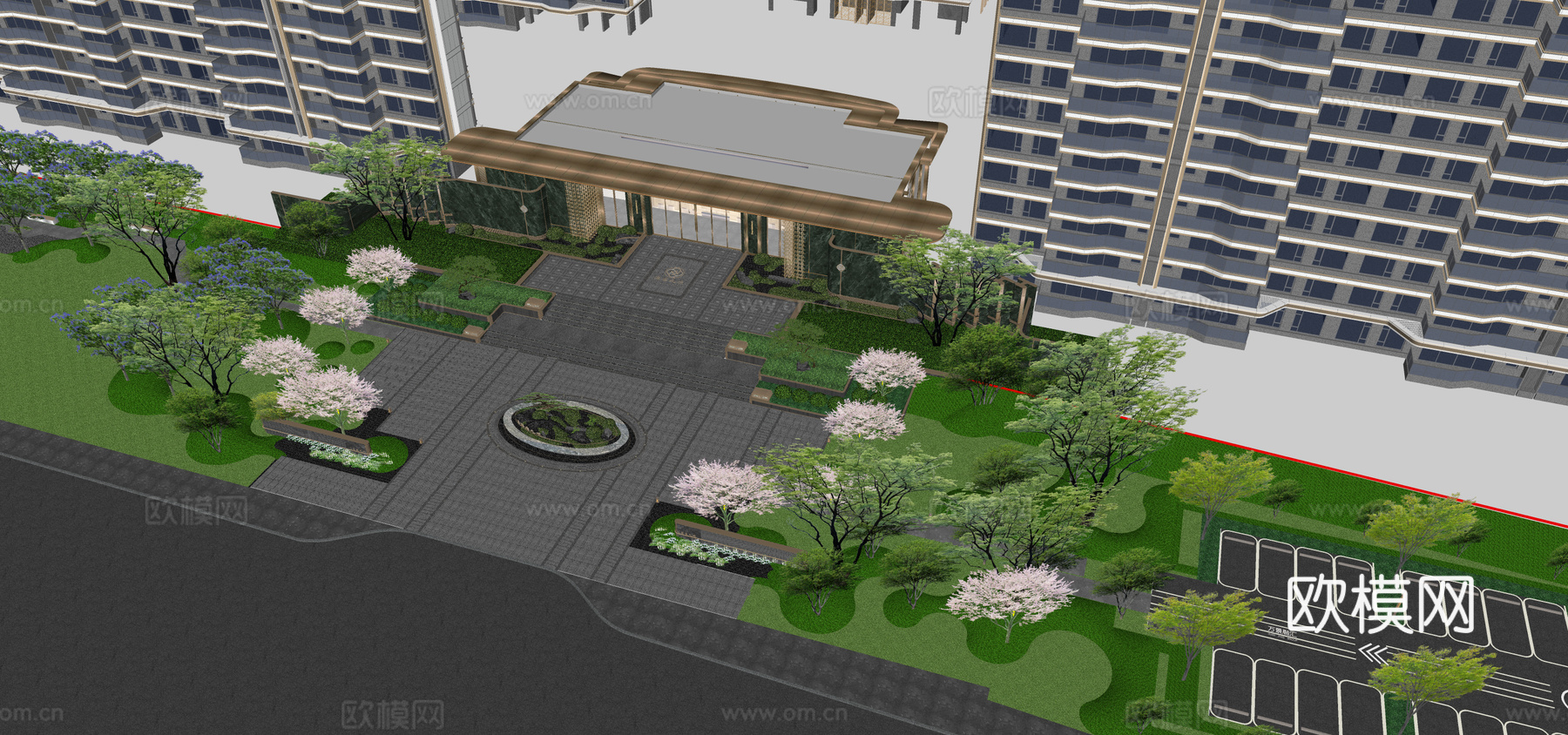中式九境 示范区入口前场su模型下载