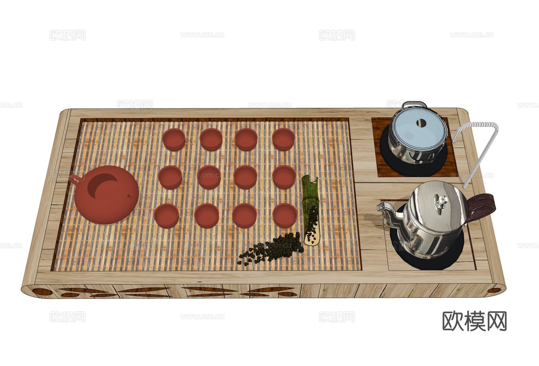 中式茶具 茶壶泡茶su模型下载