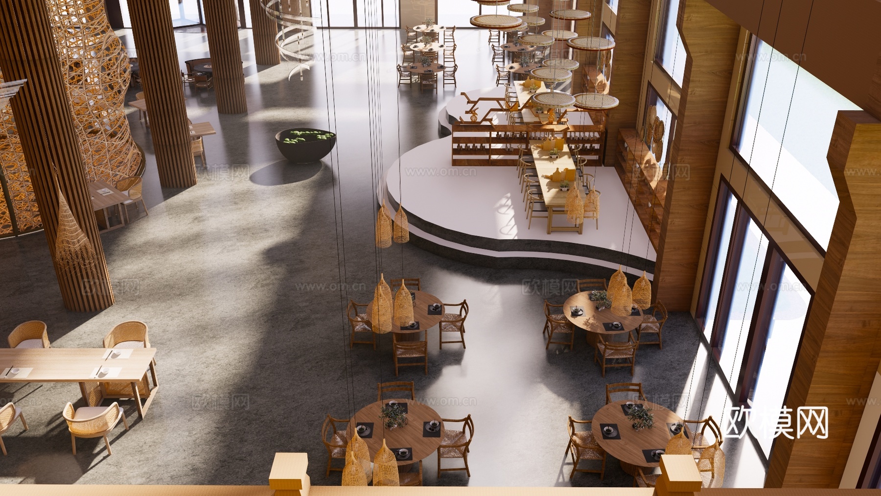 竹编文化主题餐厅su模型