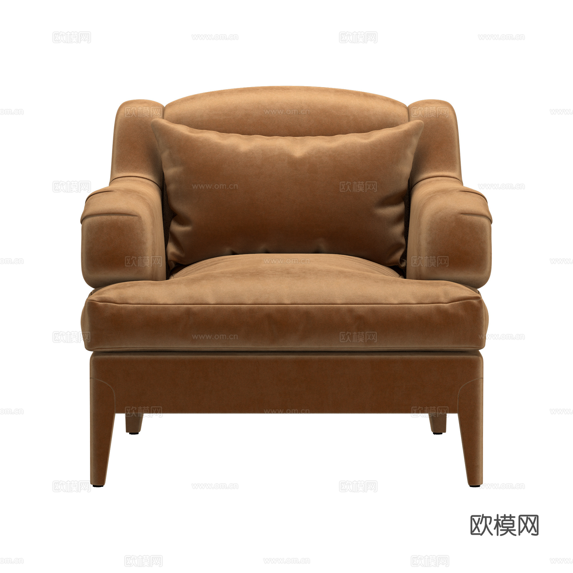 现代意式轻奢丝绒布艺沙发椅3d模型