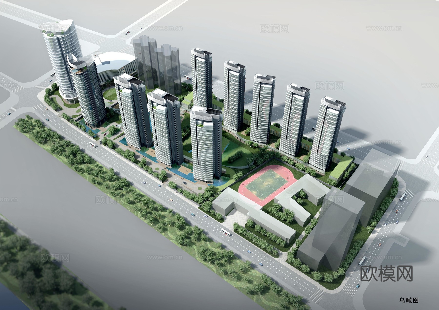 建筑鸟瞰规划su模型下载