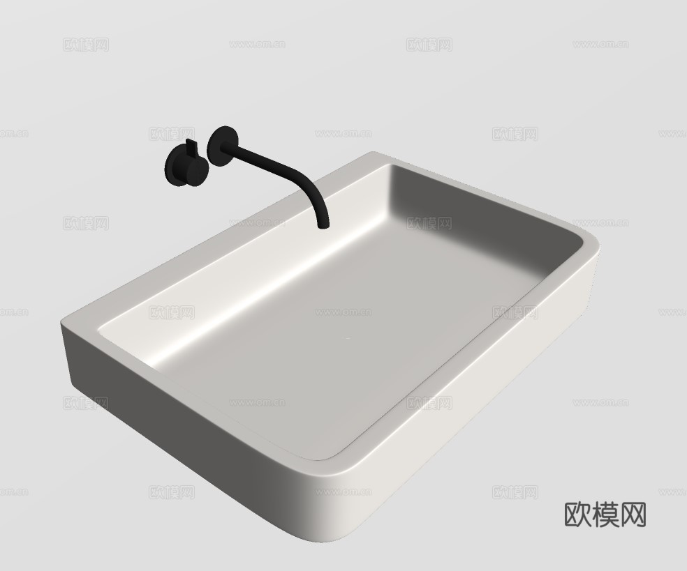 现代洗手台盆su模型下载