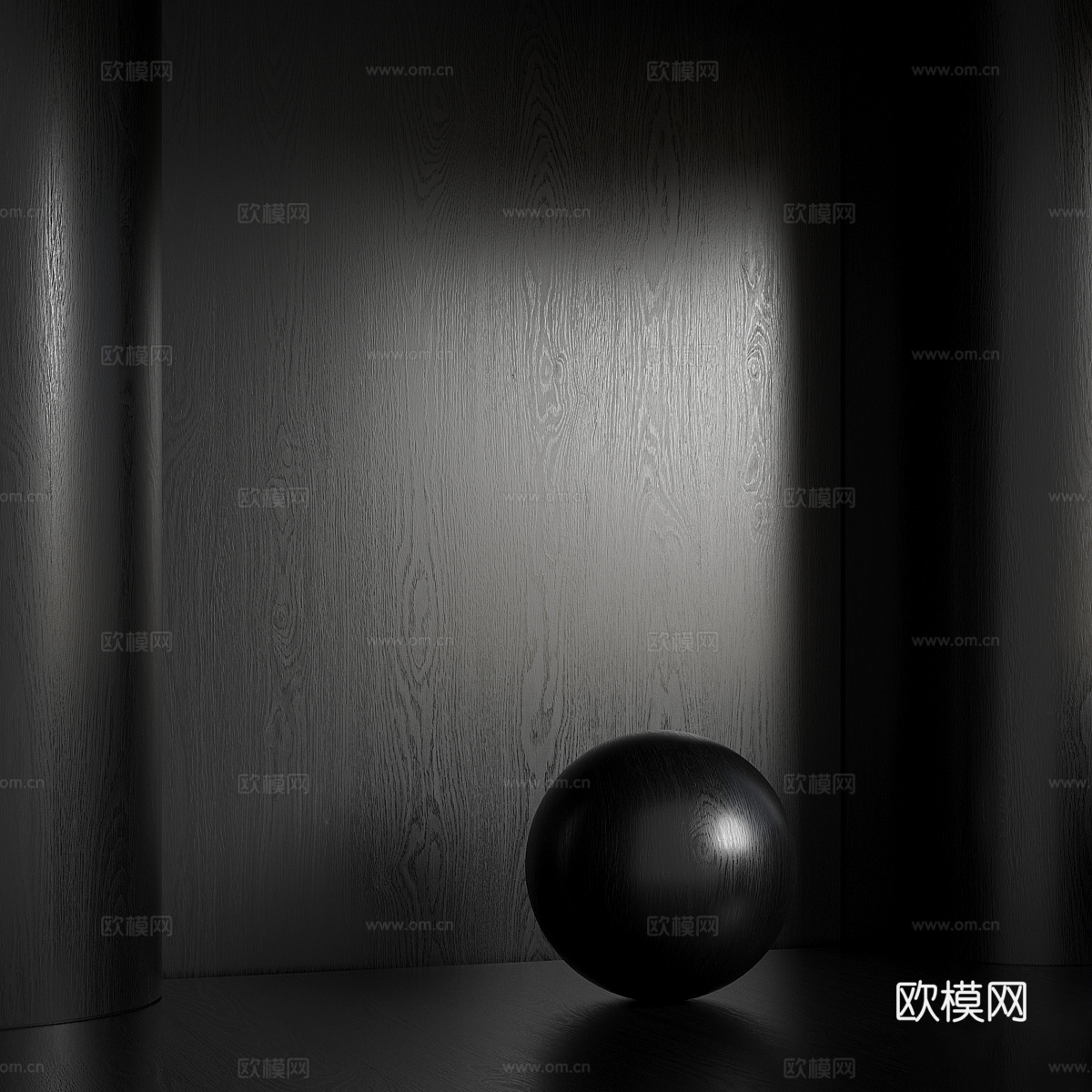 现代意式黑色木纹 木饰面3d模型