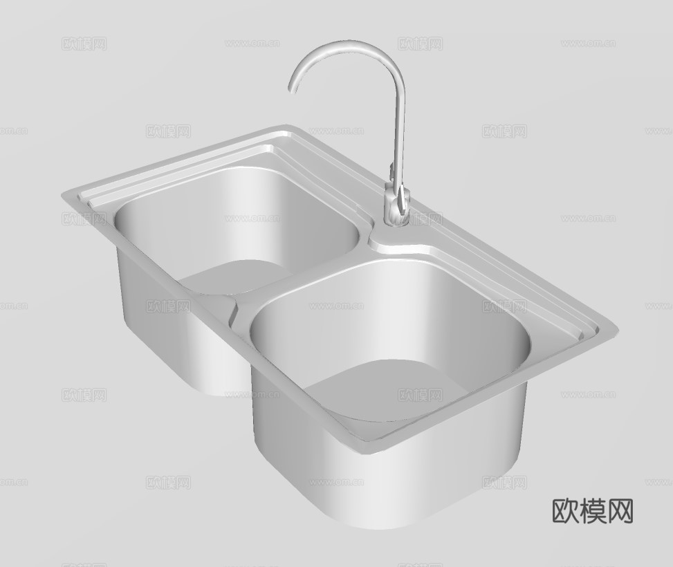 现代不锈钢水槽su模型下载