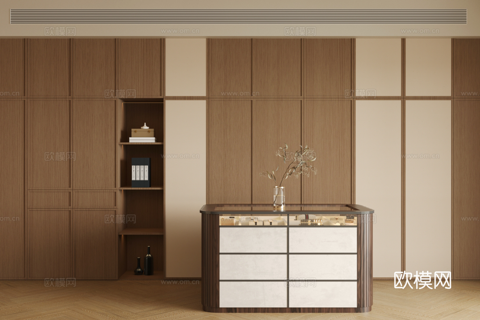 原木风衣帽间 岛台衣帽间 步入式衣帽间 一字型衣帽间 岛台柜su模型