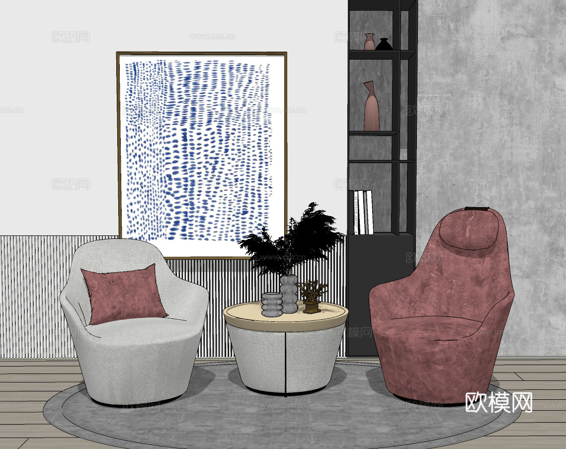 现代布艺休闲沙发su模型下载下载