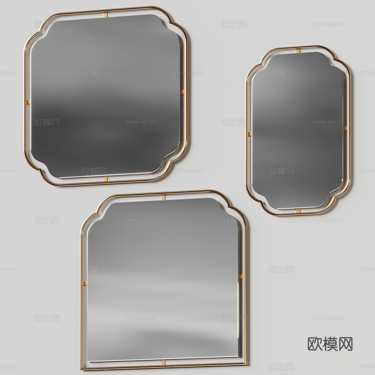 新中式轻奢装饰镜子3d模型