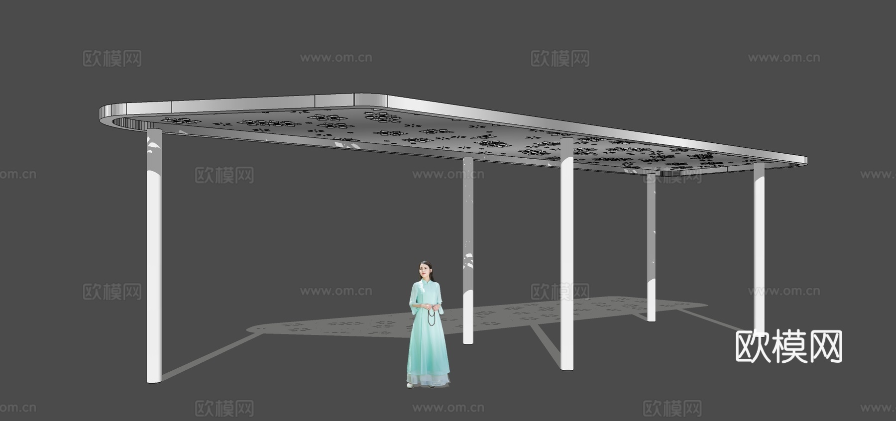 现代金属凉亭su模型下载