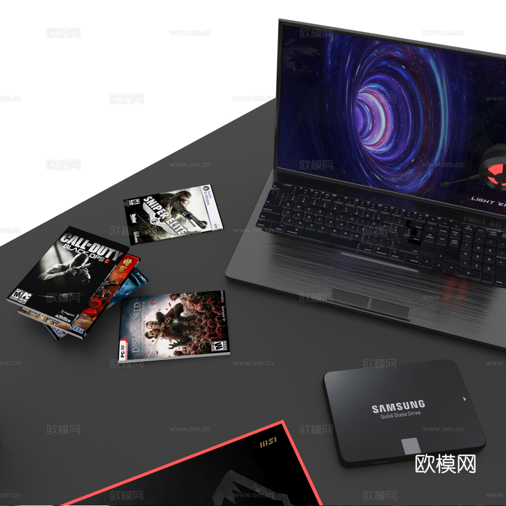 现代电脑桌椅 电竞桌椅 电竞房3d模型