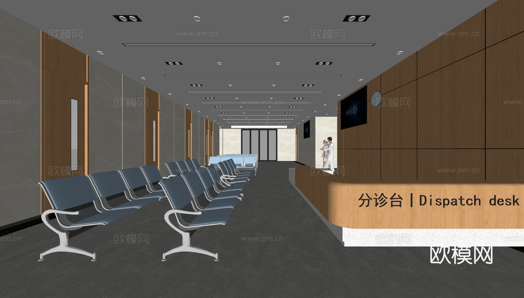 现代医院病房护士站su模型下载