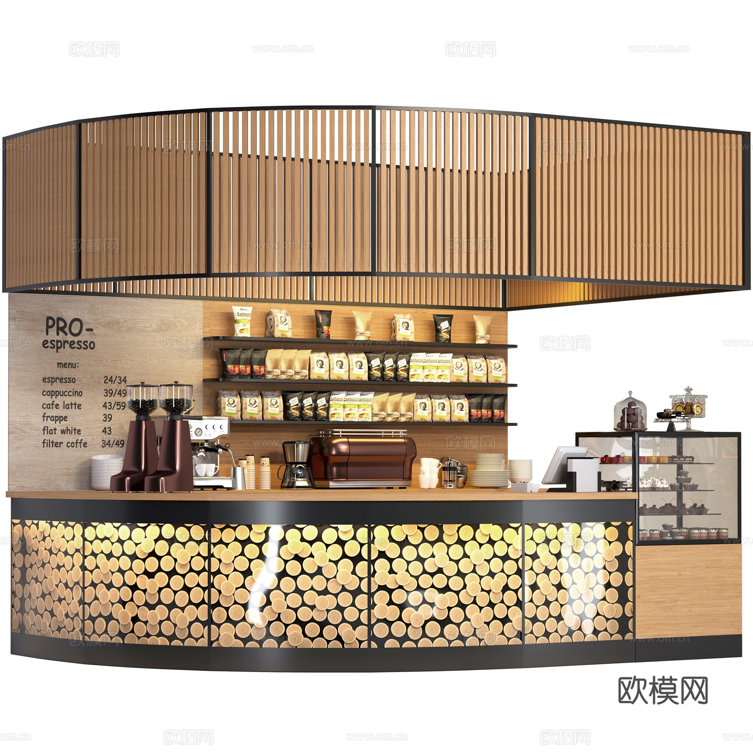 现代咖啡操作台su模型下载