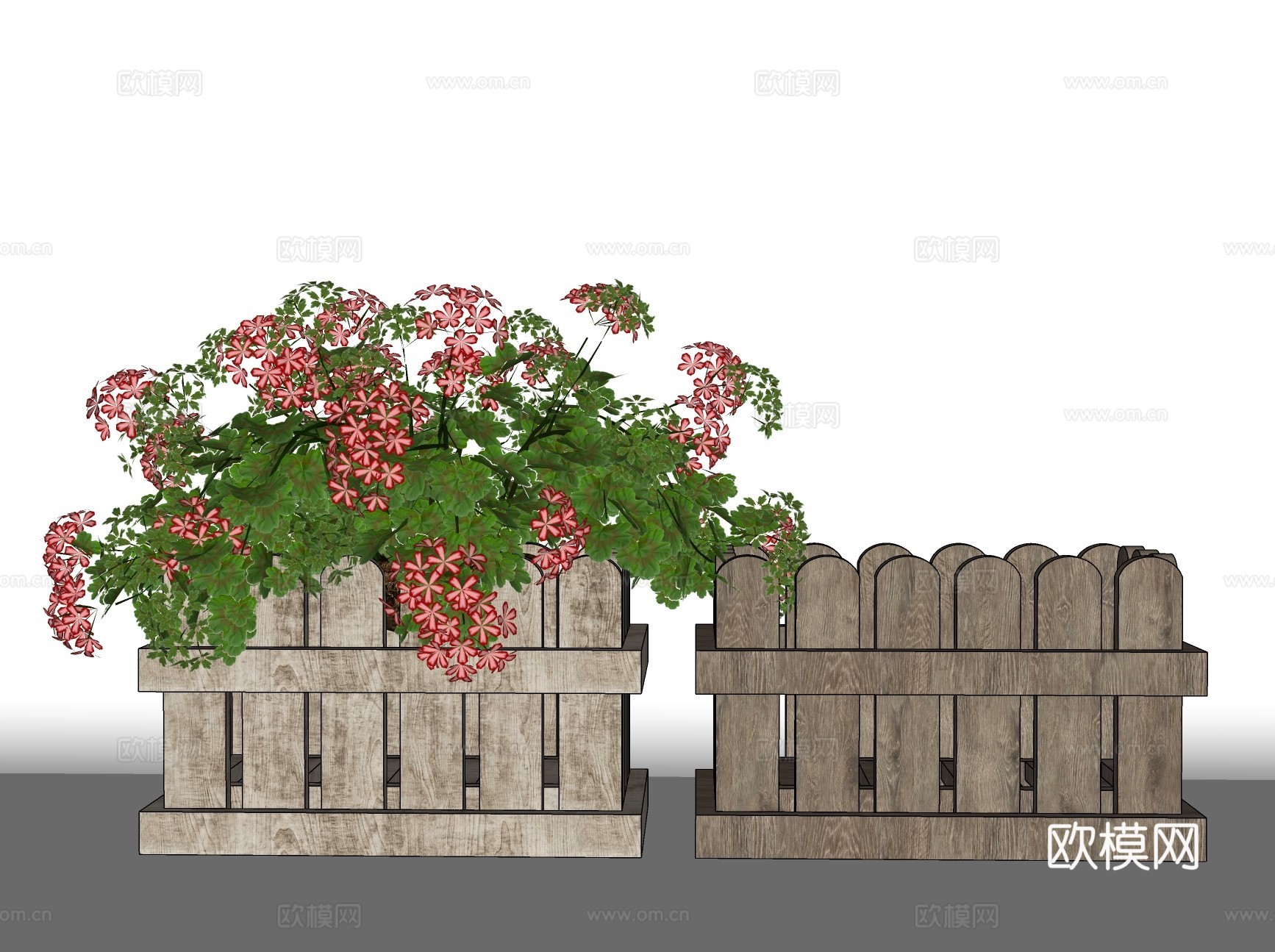 现代花盆花箱su模型下载
