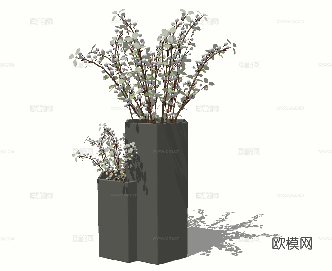 现代花瓶插花su模型下载
