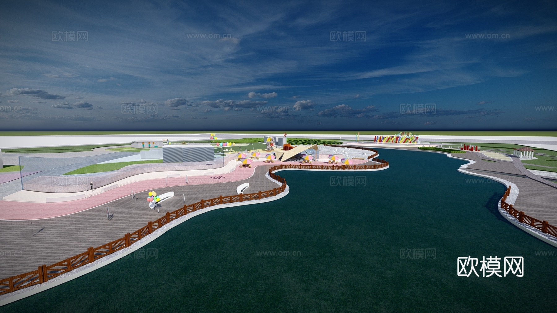 现代湿地公园景观su模型下载