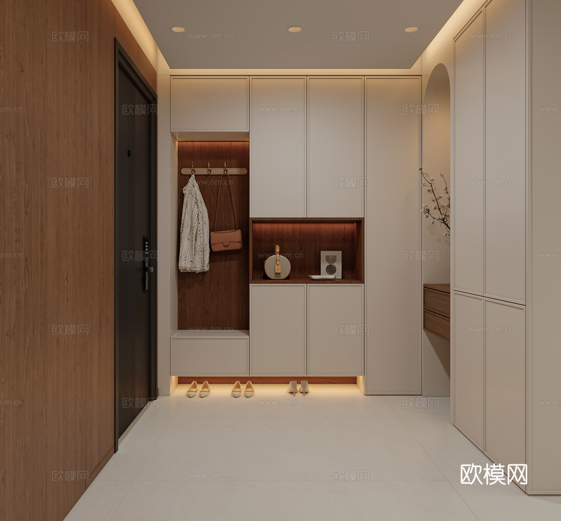 奶油风法式客餐厅3d模型