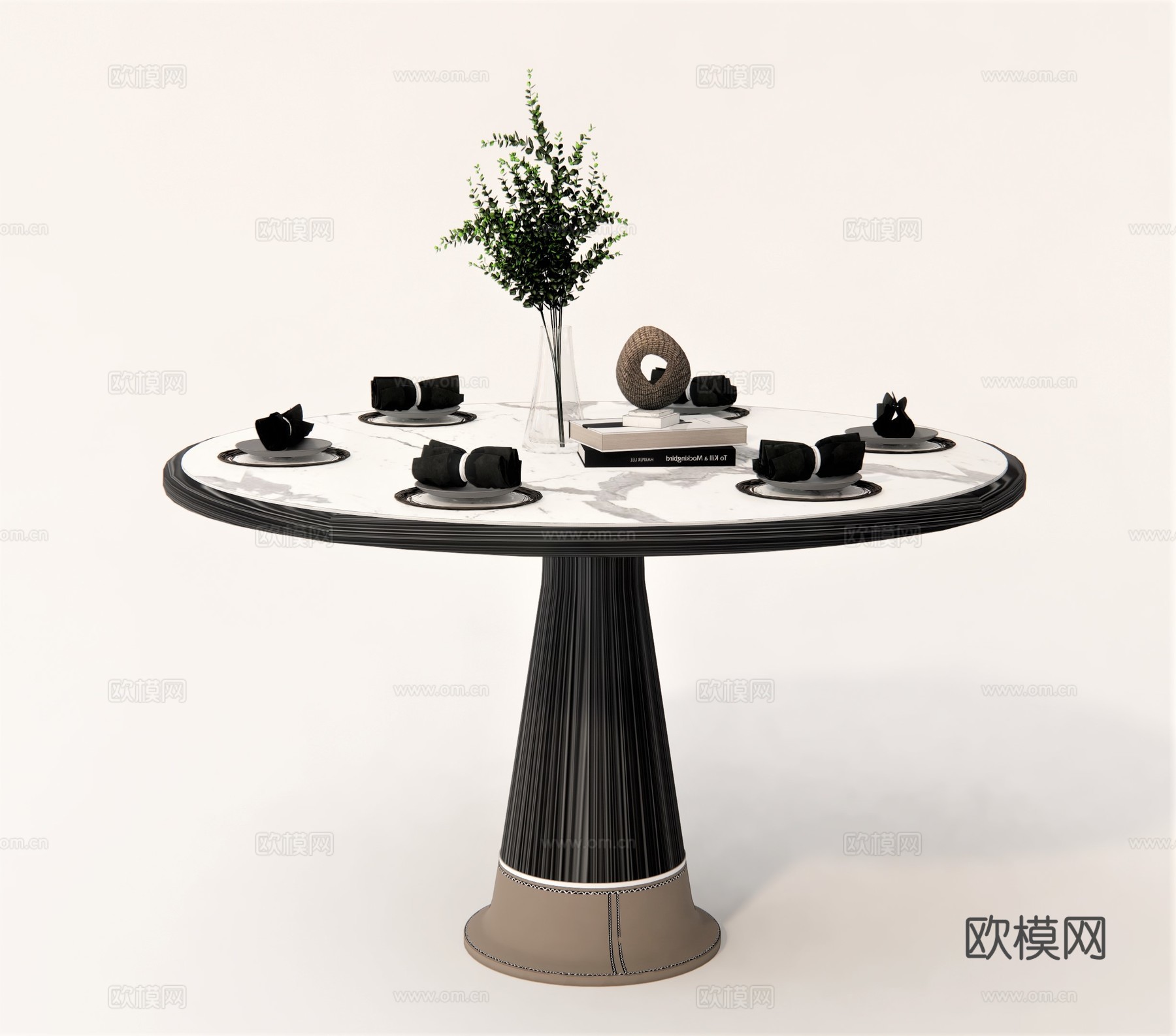 现代圆形餐桌su模型下载