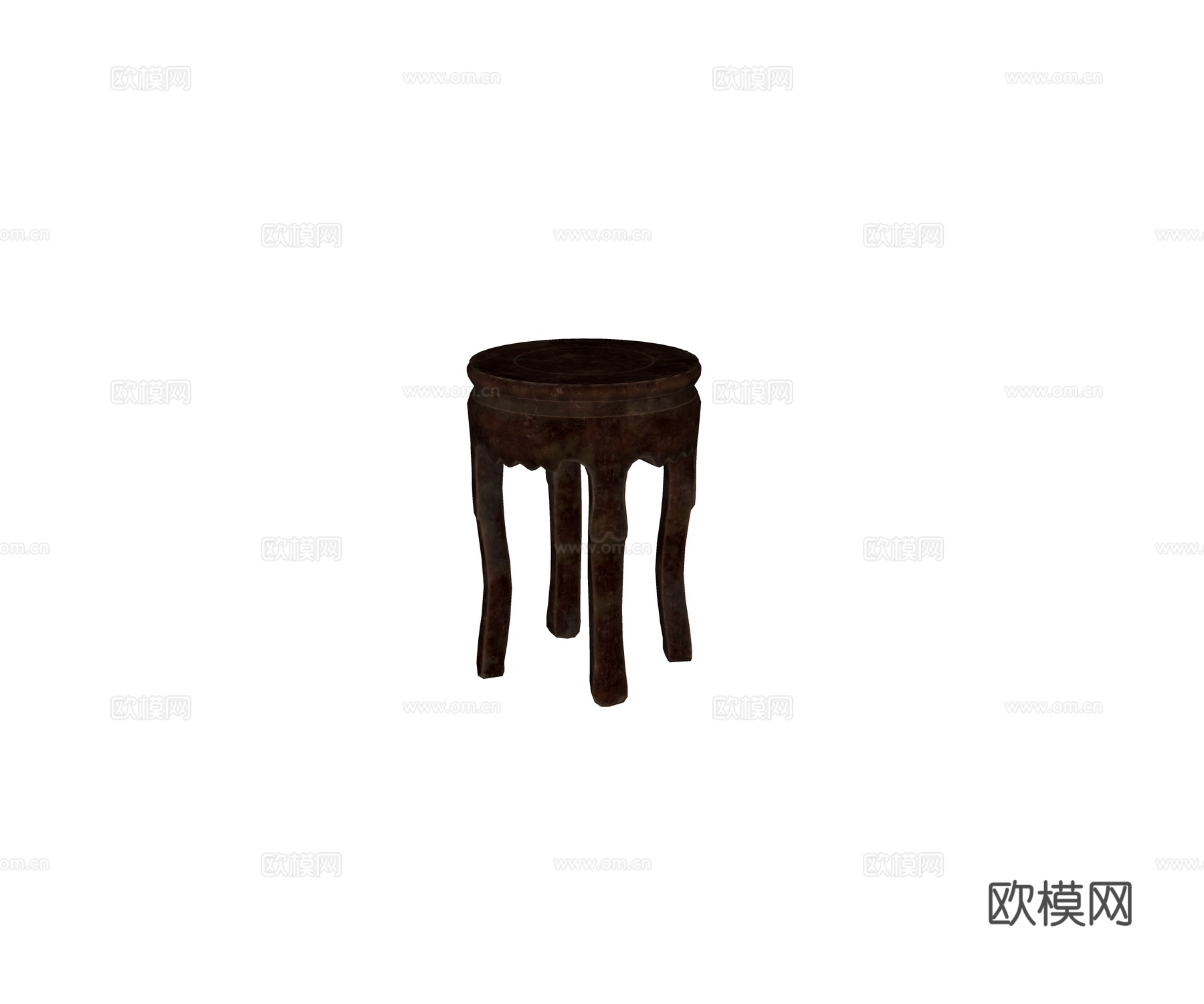 中式圆形木凳su模型